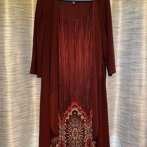 Maroon Dress with Attached Jacket